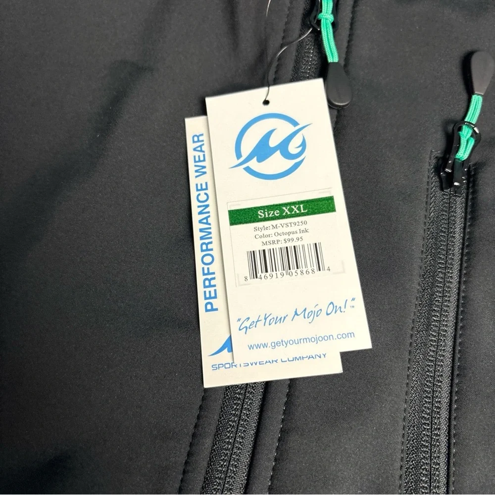 Mojo Sportswear Men 2XL Vest New Tags Black Octopus Ink Teal Liner M-VST9250